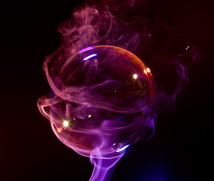 Soap bubble and Colored Smoke