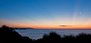 Sunset under the moon