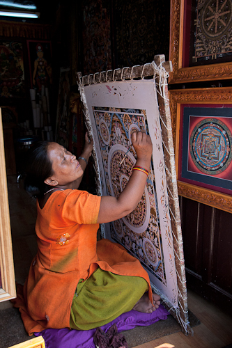 Nepali Woman Drawing Mandala