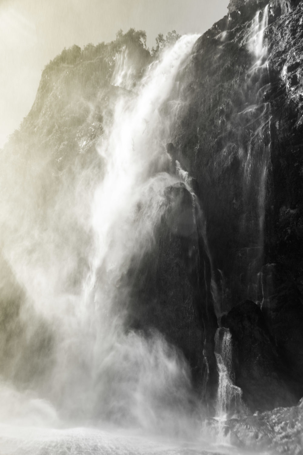 Majestic falls in Fiordland, New Zealand